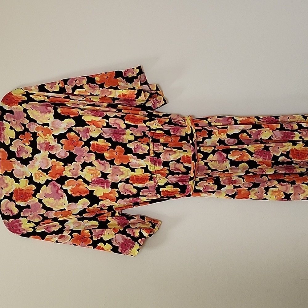 J Jason Wu Knit Printed Floral Wrap Dress Blackpink Orange  Floral Size XL - Picture 14 of 16